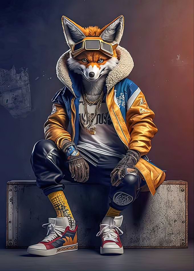 Stylish Fox Character in Urban Outfit