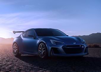 Blue Subaru BRZ on cracked earth