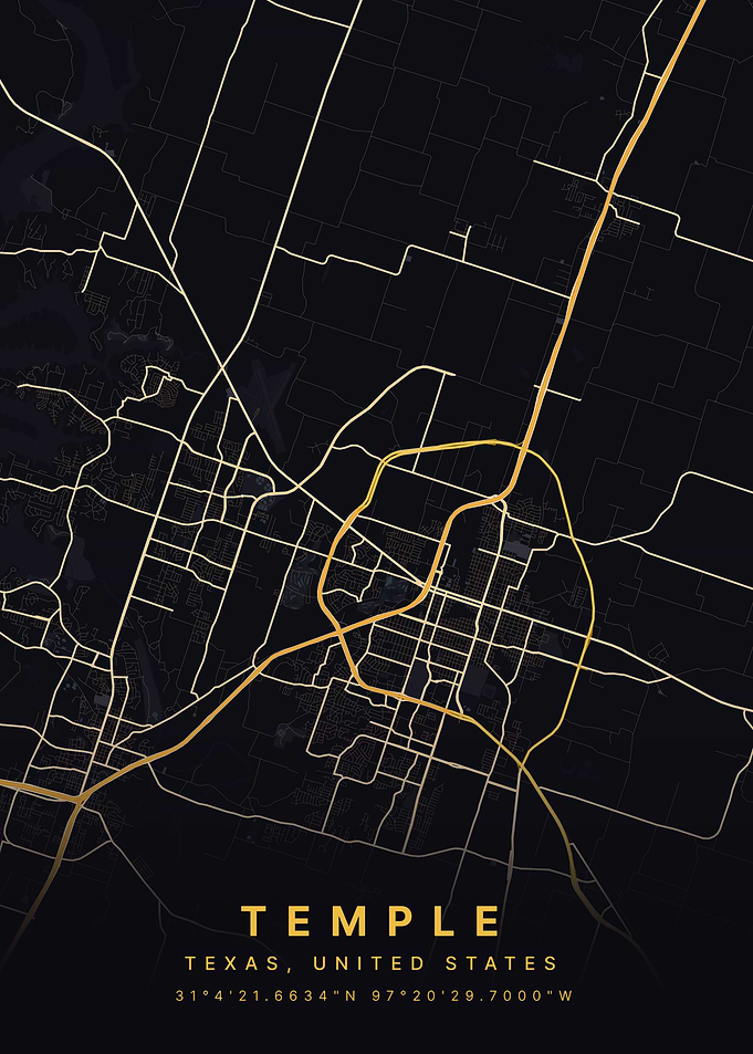 Temple, Texas USA City Map