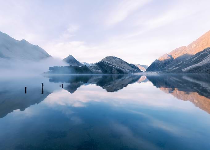 Misty Mountain Lake Reflection Landscape