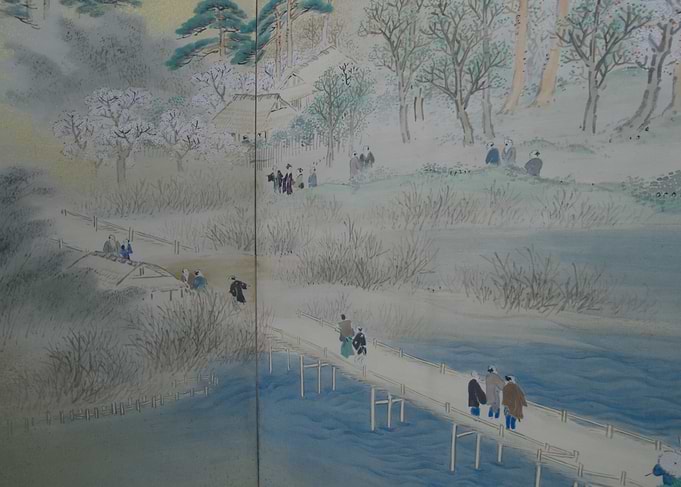 Japanese Landscape Painting with People