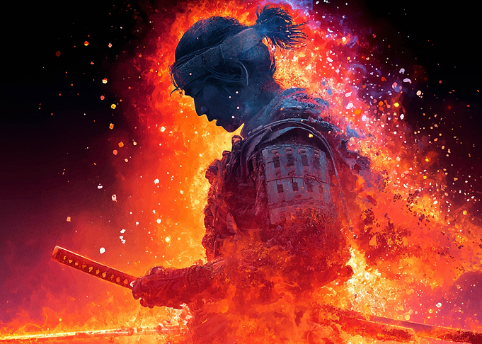 Fiery Samurai Warrior