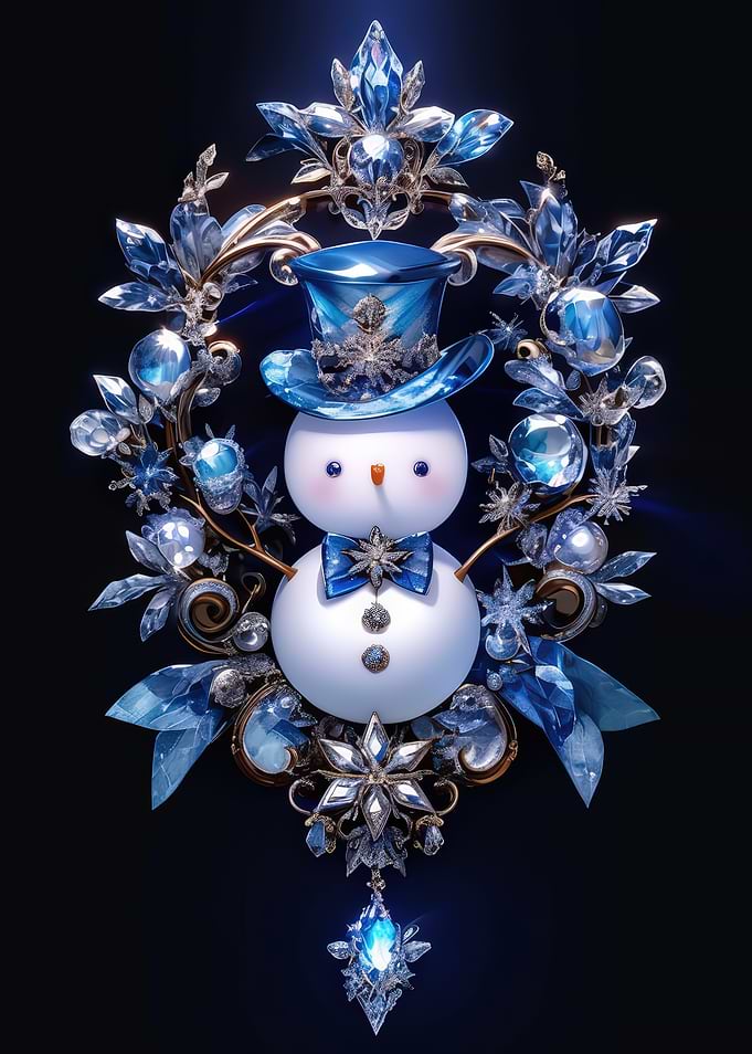 Crystal Snowman with Top Hat