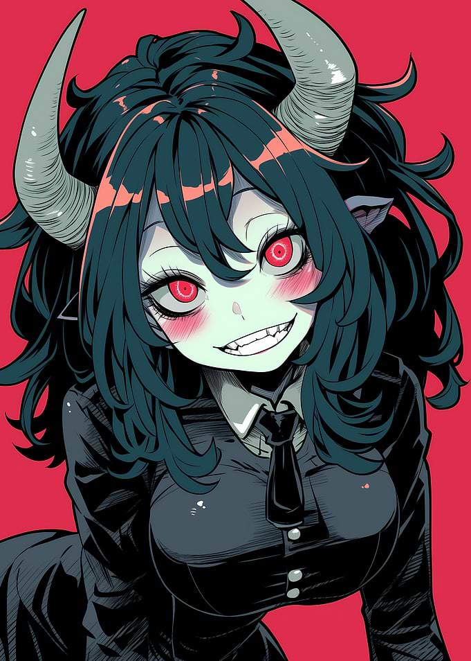 Anime Devil Girl with Red Eyes
