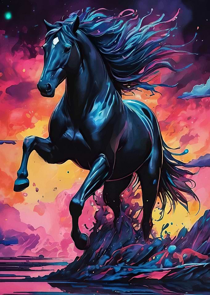 Majestic Horse Colorful Landscape