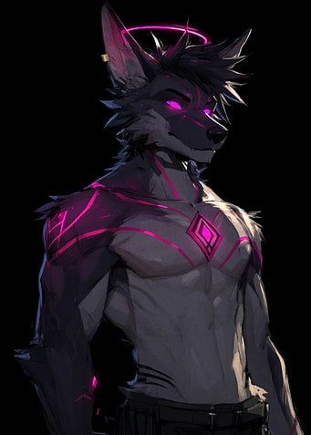 Wolf Anthro with Neon Accents