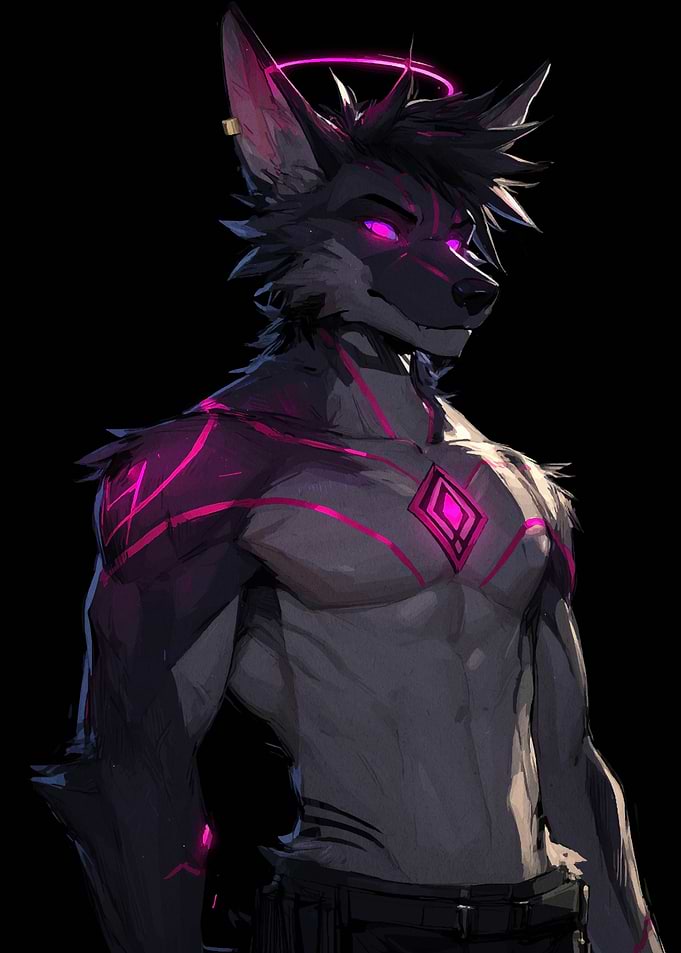 Wolf Anthro with Neon Accents