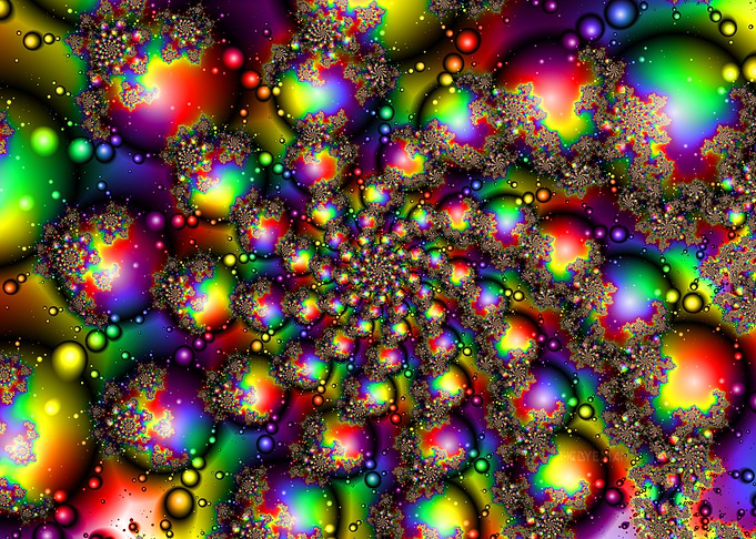 'Psychedelic Rainbow Bubbly Spiral' Fractal Art