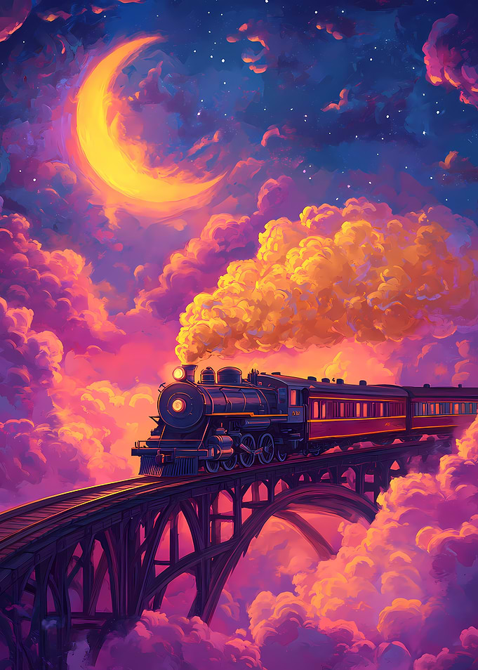 Train Journey Through Dreamy Skies