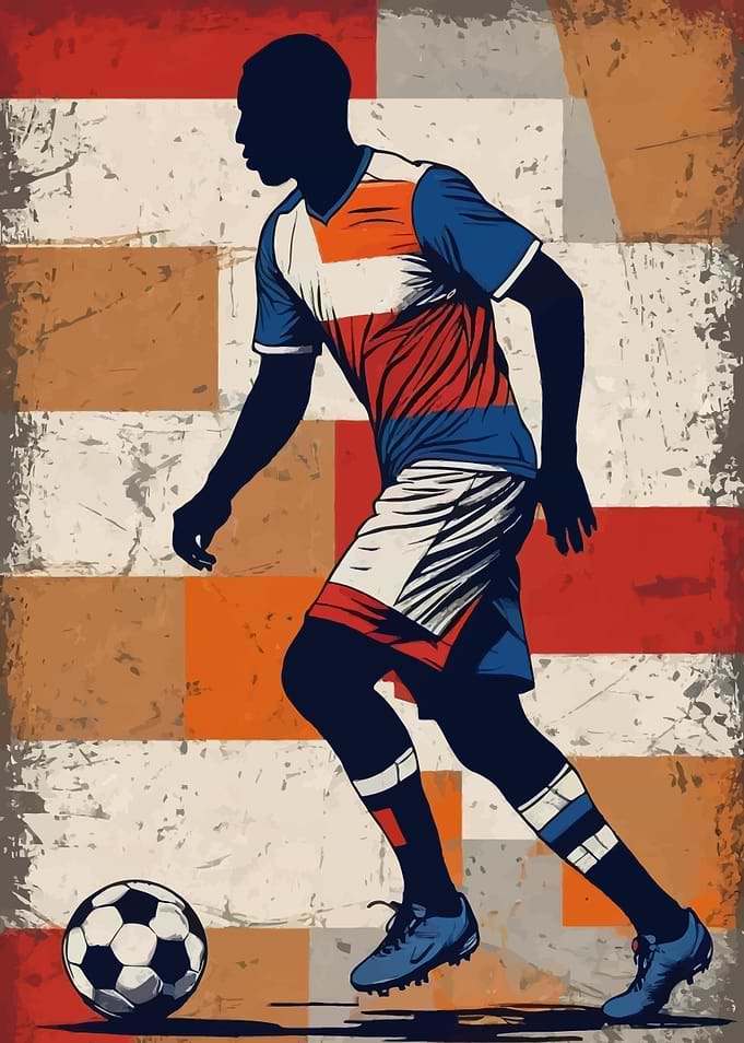 Soccer Player Silhouette with Ball