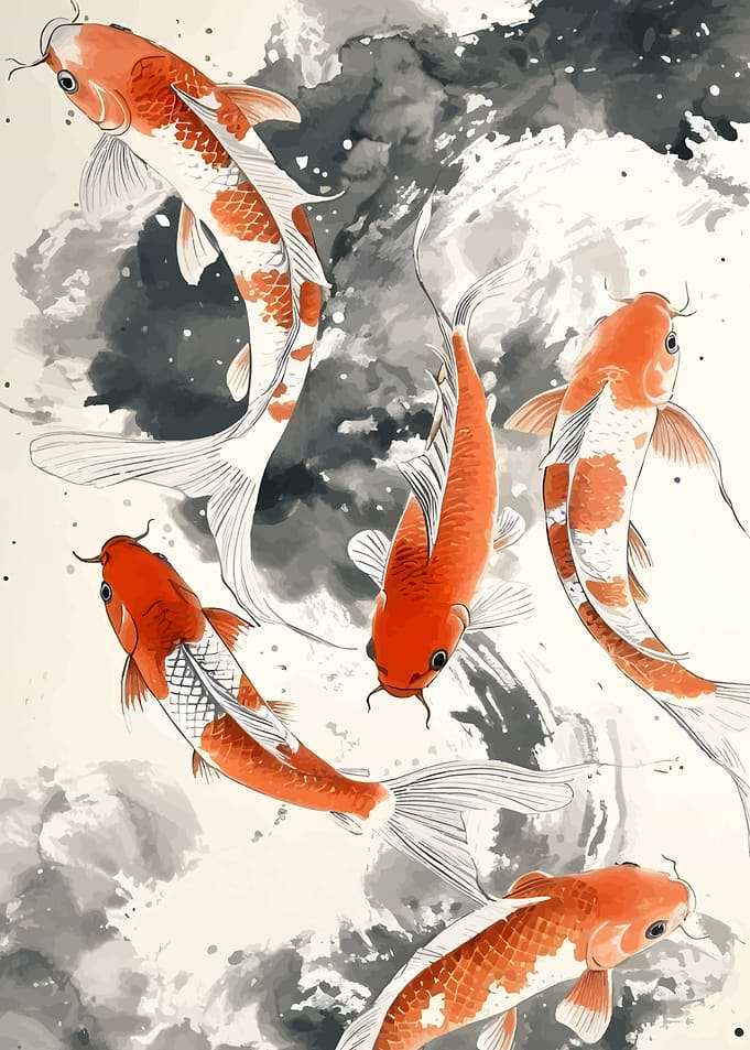 Koi Fish Watercolor Painting