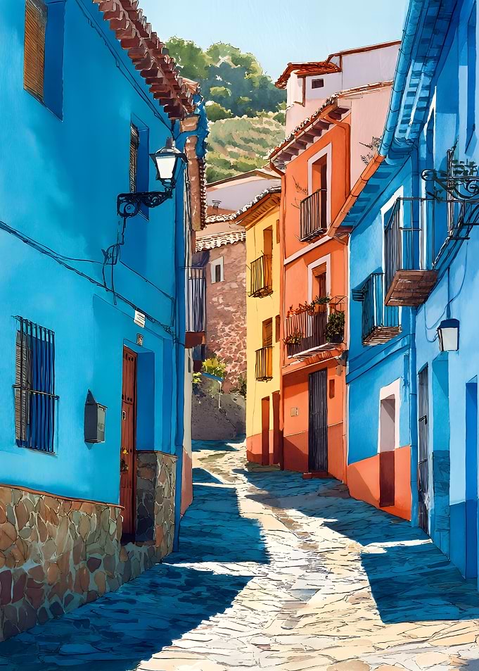 Colorful European Street Scene