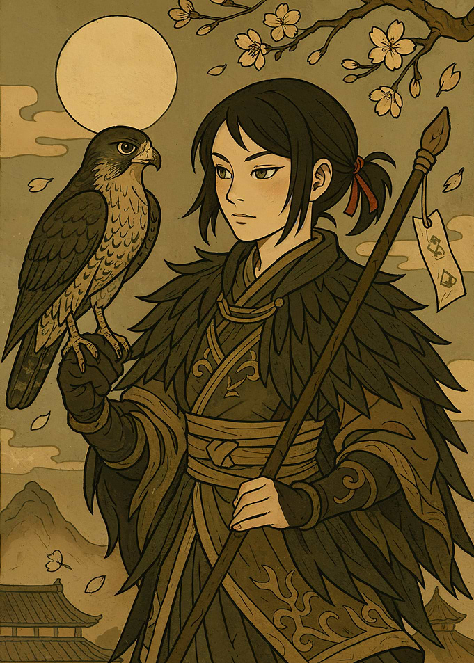 Asian Woman with Falcon