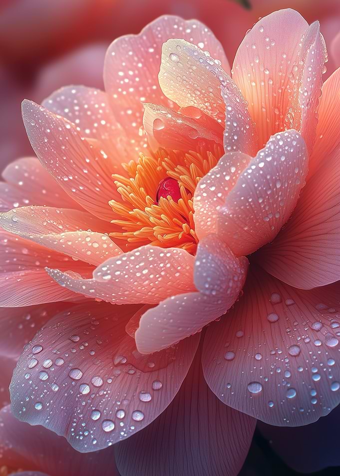 Dew-Kissed Pink Peony Blossom