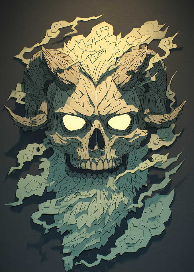Horned Skull with Glowing Eyes