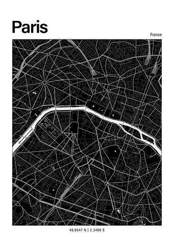 Paris Black and White Map