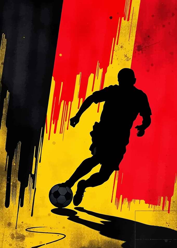 Soccer Player Silhouette with Belgium Flag Background
