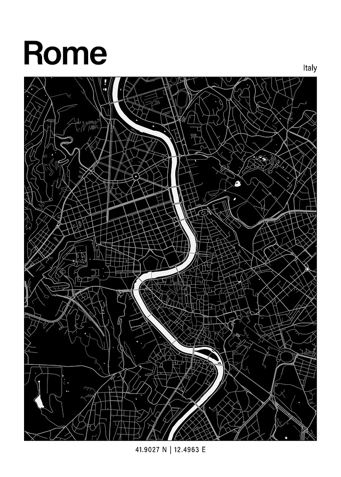 Rome Black and White Map