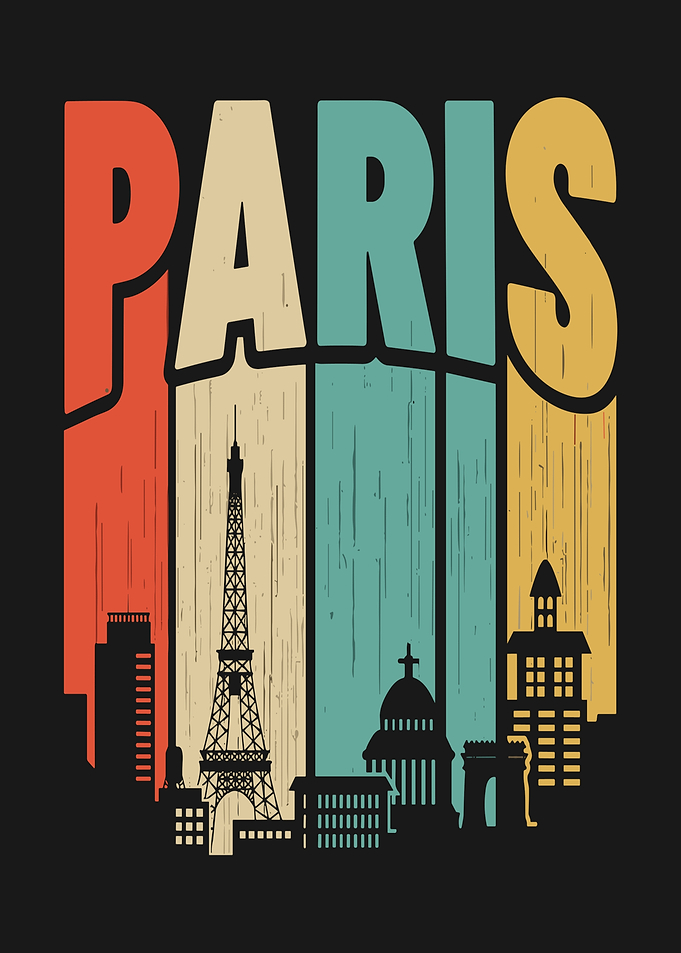 Paris Skyline Retro Illustration