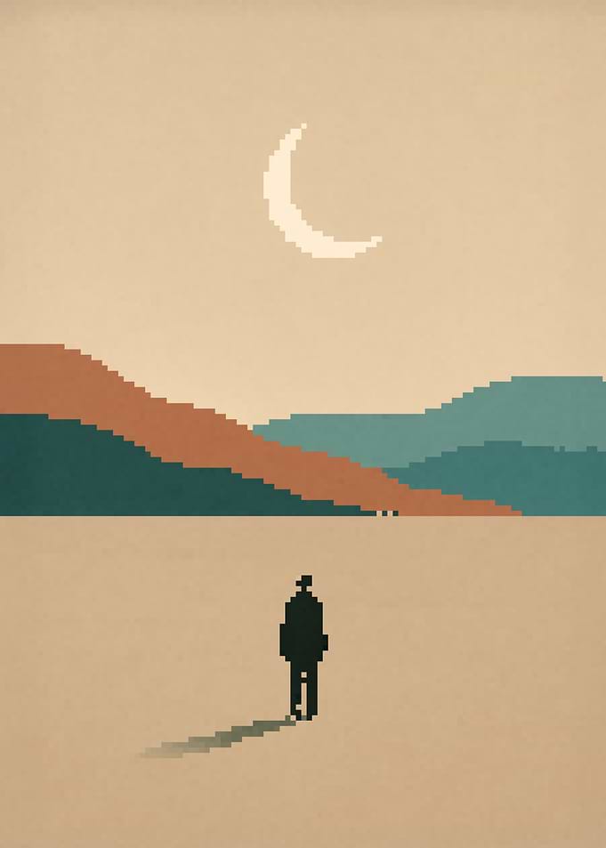Minimalist Pixel Art Desert Scenery