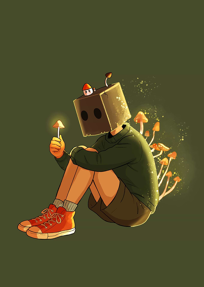 Boxhead and Mushrooms