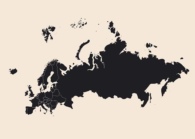 Europe and Asia Map Silhouette