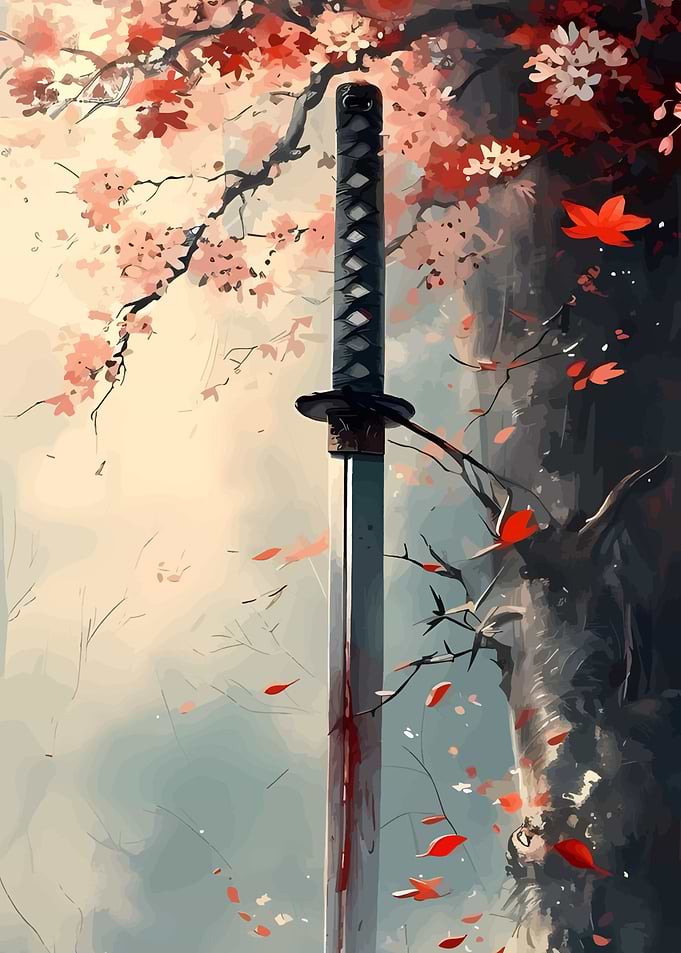 Katana and Cherry Blossoms