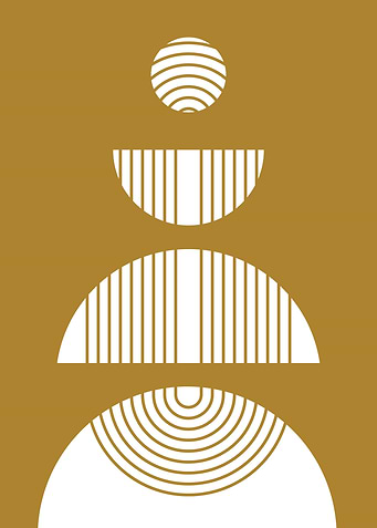 Abstract Geometric Shapes on Gold Background