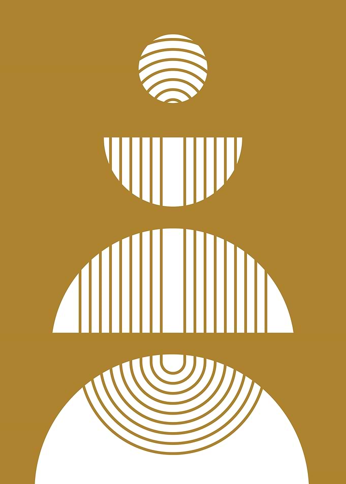 Abstract Geometric Shapes on Gold Background