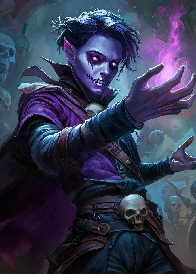 Fantasy Elf Necromancer with Magic