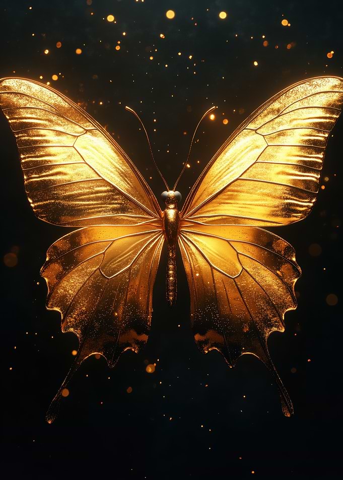 Golden Butterfly with Glittering Details