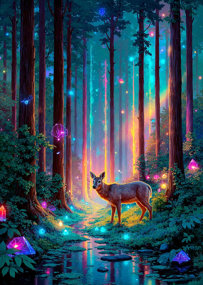 Enchanted Forest with Deer