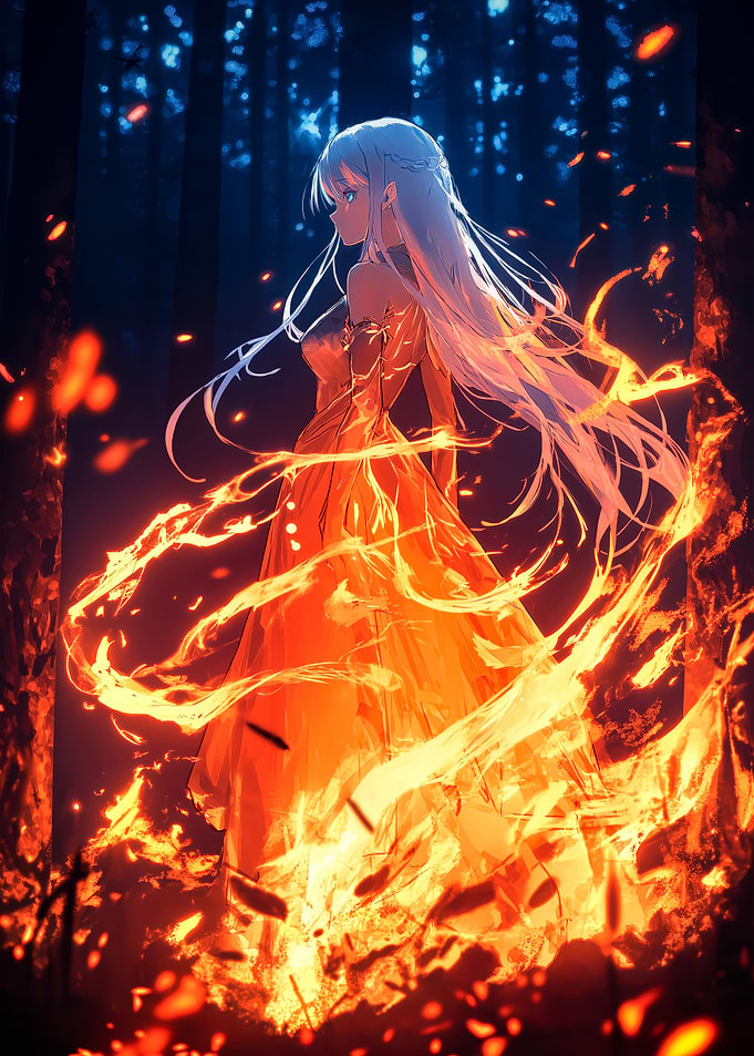 Anime Girl in Fire