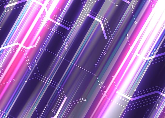 Abstract Circuit Board with Neon Lights