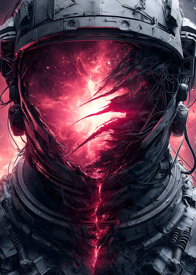 Astronaut Helmet with Nebula Reflection