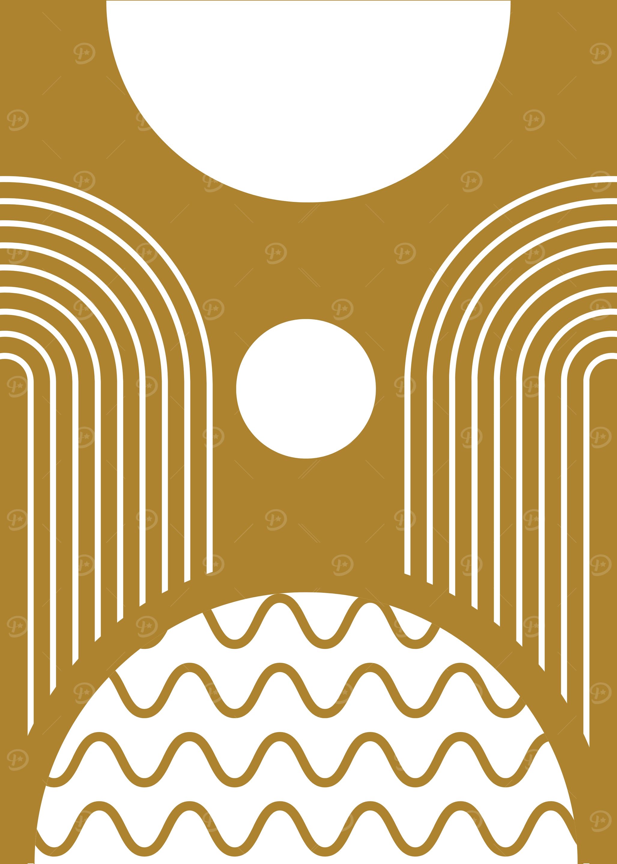 Abstract Geometric Shapes in Gold and White