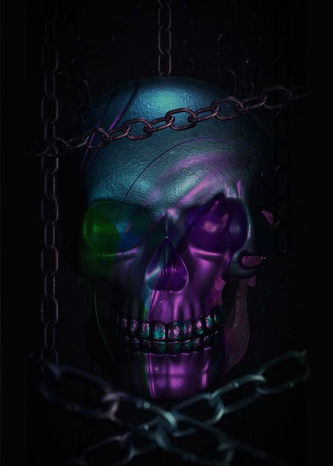Chained Skull with Vibrant Colors