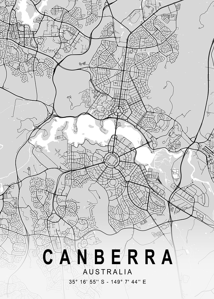 Canberra Light City Map