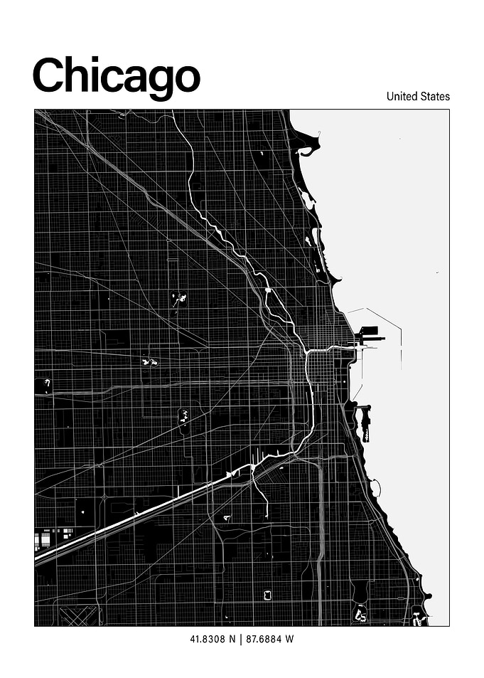 Chicago Black and White Map