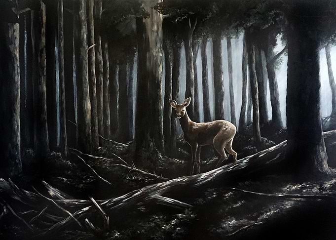 Deer in Dark Forest
