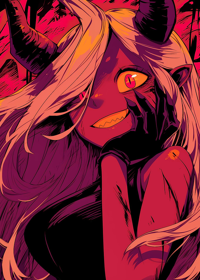 Anime Devil Girl with Horns