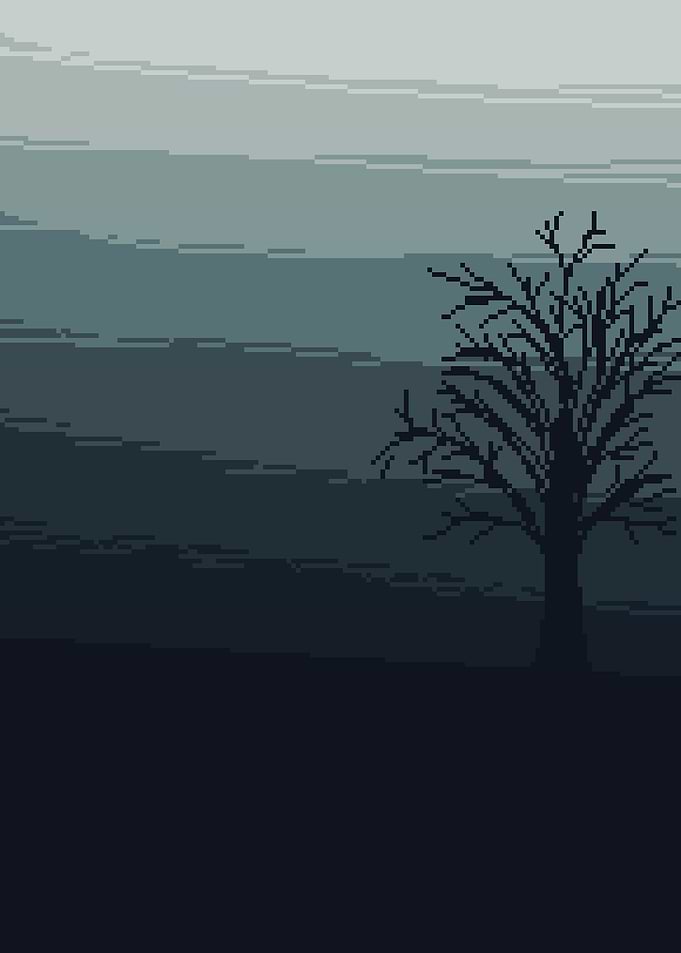 Pixel Art Lonely Tree Landscape