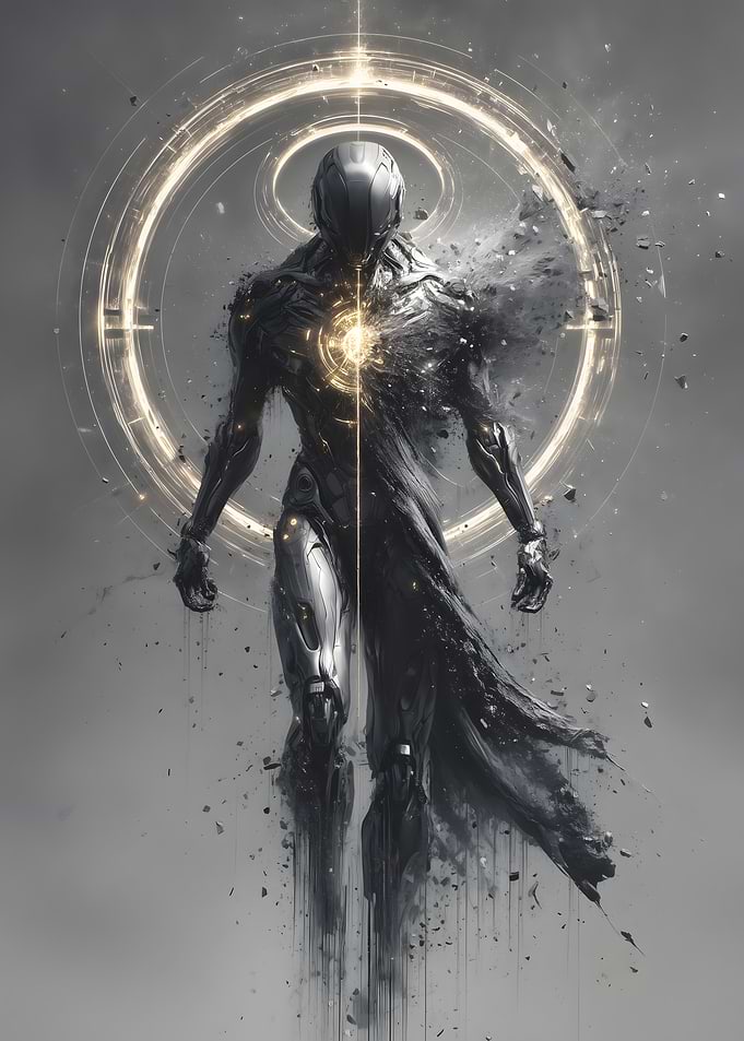 Futuristic Figure with Glowing Core