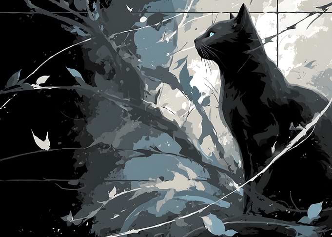 Black Cat with Blue Eyes Art