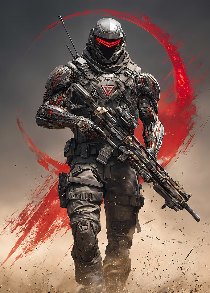 Futuristic Soldier with Rifle