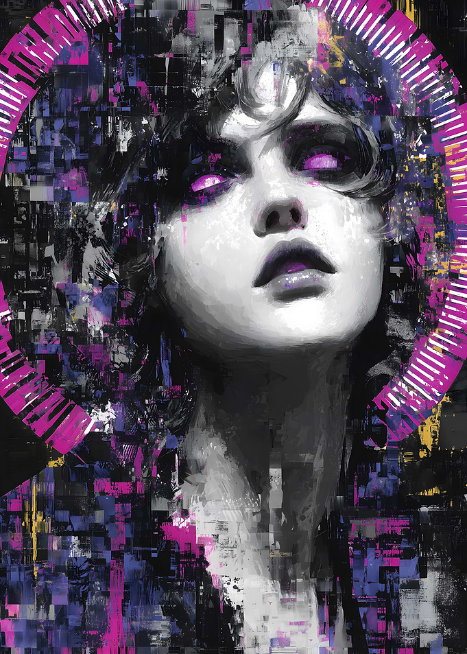 Abstract Portrait with Pink Halo