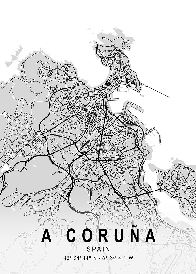 A Coruña Light City Map