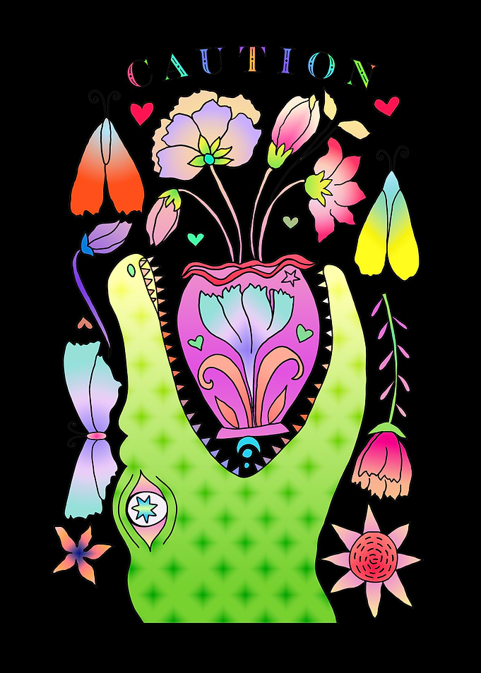 Caution: Floral Crocodile