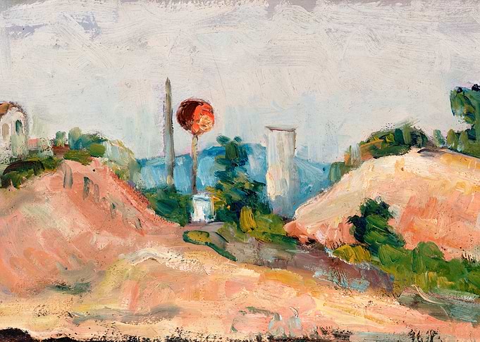 Impressionistic Landscape with Structures