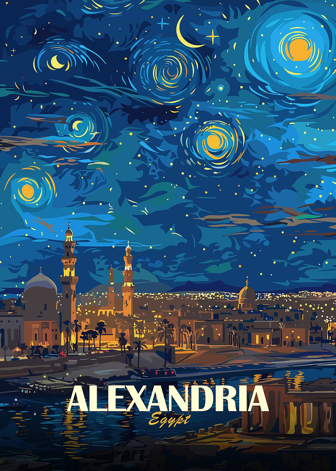 Alexandria Egypt Starry Night Art